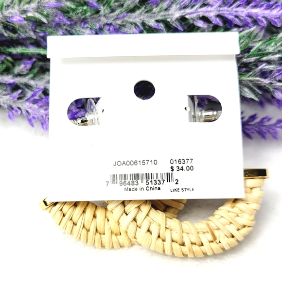 Fossil Tan Raffia Hoop Earrings - Picture 3 of 4